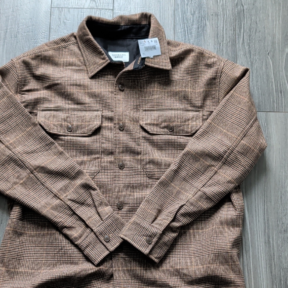 Brown Plaid Button-Up Shirt By American Eagle Outfitters
